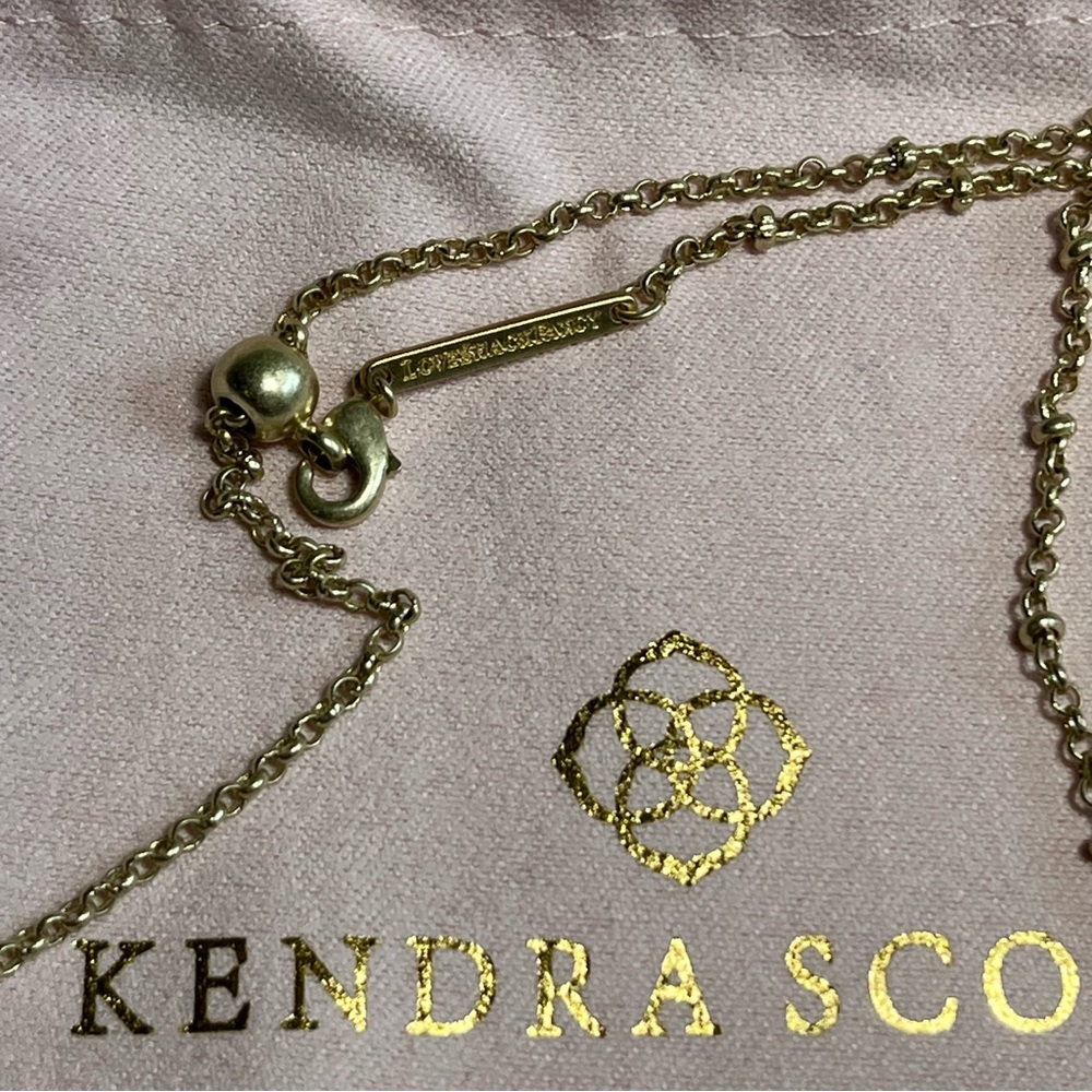 🎀Kendra Scott x Love Shack Fancy Gold Bow Necklace in White Crystal✨ - Picture 5 of 12